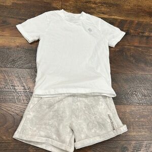 White T-Shirt and Gray Shorts Set
